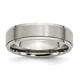 Titanium Brushed Center 6mm Ridged Edge Band